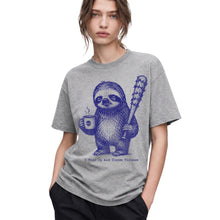 SF_COLOR=sport-grey; SF_ITEM=adult-t-shirt; SF_ROLE=gallery; Sloth Coffee Barbed Bat Wake Up Choose Violence T-Shirt Funny Dark Humor Tee - Sport Grey Adult T-Shirt product image