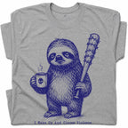 SF_COLOR=sport-grey; SF_ITEM=adult-t-shirt; SF_ROLE=gallery; Sloth Coffee Barbed Bat Wake Up Choose Violence T-Shirt Funny Dark Humor Tee - Sport Grey Adult T-Shirt product image