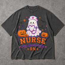 SF_COLOR=dark-heather; SF_ITEM=adult-t-shirt; SF_ROLE=main; Spooktacular Nurse RN T-Shirt Cute Ghost Stethoscope Pumpkins Halloween Tee - Dark Heather Adult T-Shirt product image