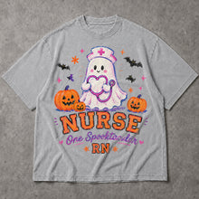 SF_COLOR=sport-grey; SF_ITEM=adult-t-shirt; SF_ROLE=main; Spooktacular Nurse RN T-Shirt Cute Ghost Stethoscope Pumpkins Halloween Tee - Sport Grey Adult T-Shirt product image