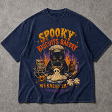 SF_COLOR=black|navy; SF_ITEM=adult-t-shirt; SF_ROLE=main; Spooky Biscuits Bakery Cat T-Shirt Halloween Ghost Dough Apparel - Black, Navy Adult T-Shirt product image