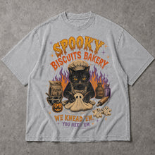 SF_COLOR=black|sport-grey; SF_ITEM=adult-t-shirt; SF_ROLE=main; Spooky Biscuits Bakery Cat T-Shirt Halloween Ghost Dough Apparel - Black, Sport Grey Adult T-Shirt product image