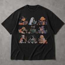 SF_COLOR=black; SF_ITEM=adult-t-shirt; SF_ROLE=main; Spooky Dogs Reading Books T-Shirt Halloween Puppy Costumes Bookworm Fall Apparel - Black Adult T-Shirt product image