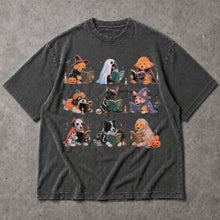 SF_COLOR=dark-heather; SF_ITEM=adult-t-shirt; SF_ROLE=main; Spooky Dogs Reading Books T-Shirt Halloween Puppy Costumes Bookworm Fall Apparel - Dark Heather Adult T-Shirt product image