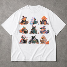 SF_COLOR=white; SF_ITEM=adult-t-shirt; SF_ROLE=main; Spooky Dogs Reading Books T-Shirt Halloween Puppy Costumes Bookworm Fall Apparel - White Adult T-Shirt product image