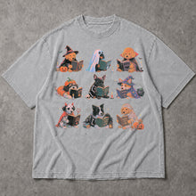 SF_COLOR=sport-grey; SF_ITEM=adult-t-shirt; SF_ROLE=main; Spooky Dogs Reading Books T-Shirt Halloween Puppy Costumes Bookworm Fall Apparel - Sport Grey Adult T-Shirt product image