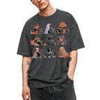 SF_COLOR=dark-heather; SF_ITEM=adult-t-shirt; SF_ROLE=gallery; Spooky Dogs Reading Books T-Shirt Halloween Puppy Costumes Bookworm Fall Apparel - Dark Heather Adult T-Shirt product image