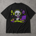 SF_COLOR=black; SF_ITEM=adult-t-shirt; SF_ROLE=main; Spooky Gamer Panda T-Shirt Halloween Video Games Controller Slime Anime Tee - Black Adult T-Shirt product image