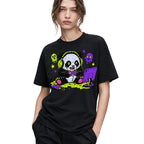 SF_COLOR=black; SF_ITEM=adult-t-shirt; SF_ROLE=gallery; Spooky Gamer Panda T-Shirt Halloween Video Games Controller Slime Anime Tee - Black Adult T-Shirt product image