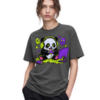 SF_COLOR=dark-heather; SF_ITEM=adult-t-shirt; SF_ROLE=gallery; Spooky Gamer Panda T-Shirt Halloween Video Games Controller Slime Anime Tee - Dark Heather Adult T-Shirt product image