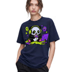 SF_COLOR=navy; SF_ITEM=adult-t-shirt; SF_ROLE=gallery; Spooky Gamer Panda T-Shirt Halloween Video Games Controller Slime Anime Tee - Navy Adult T-Shirt product image
