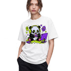 SF_COLOR=white; SF_ITEM=adult-t-shirt; SF_ROLE=gallery; Spooky Gamer Panda T-Shirt Halloween Video Games Controller Slime Anime Tee - White Adult T-Shirt product image
