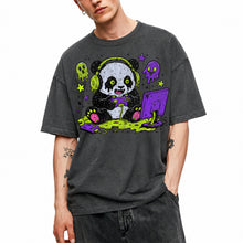 SF_COLOR=dark-heather; SF_ITEM=adult-t-shirt; SF_ROLE=gallery; Spooky Gamer Panda T-Shirt Halloween Video Games Controller Slime Anime Tee - Dark Heather Adult T-Shirt product image
