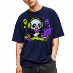SF_COLOR=navy; SF_ITEM=adult-t-shirt; SF_ROLE=gallery; Spooky Gamer Panda T-Shirt Halloween Video Games Controller Slime Anime Tee - Navy Adult T-Shirt product image
