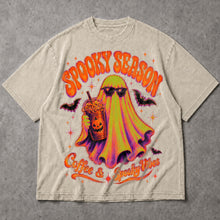 SF_COLOR=sand; SF_ITEM=adult-t-shirt; SF_ROLE=main; Spooky Season Coffee And Spooky Vibes T-Shirt Ghost Iced Coffee Halloween Tee - Sand Adult T-Shirt product image