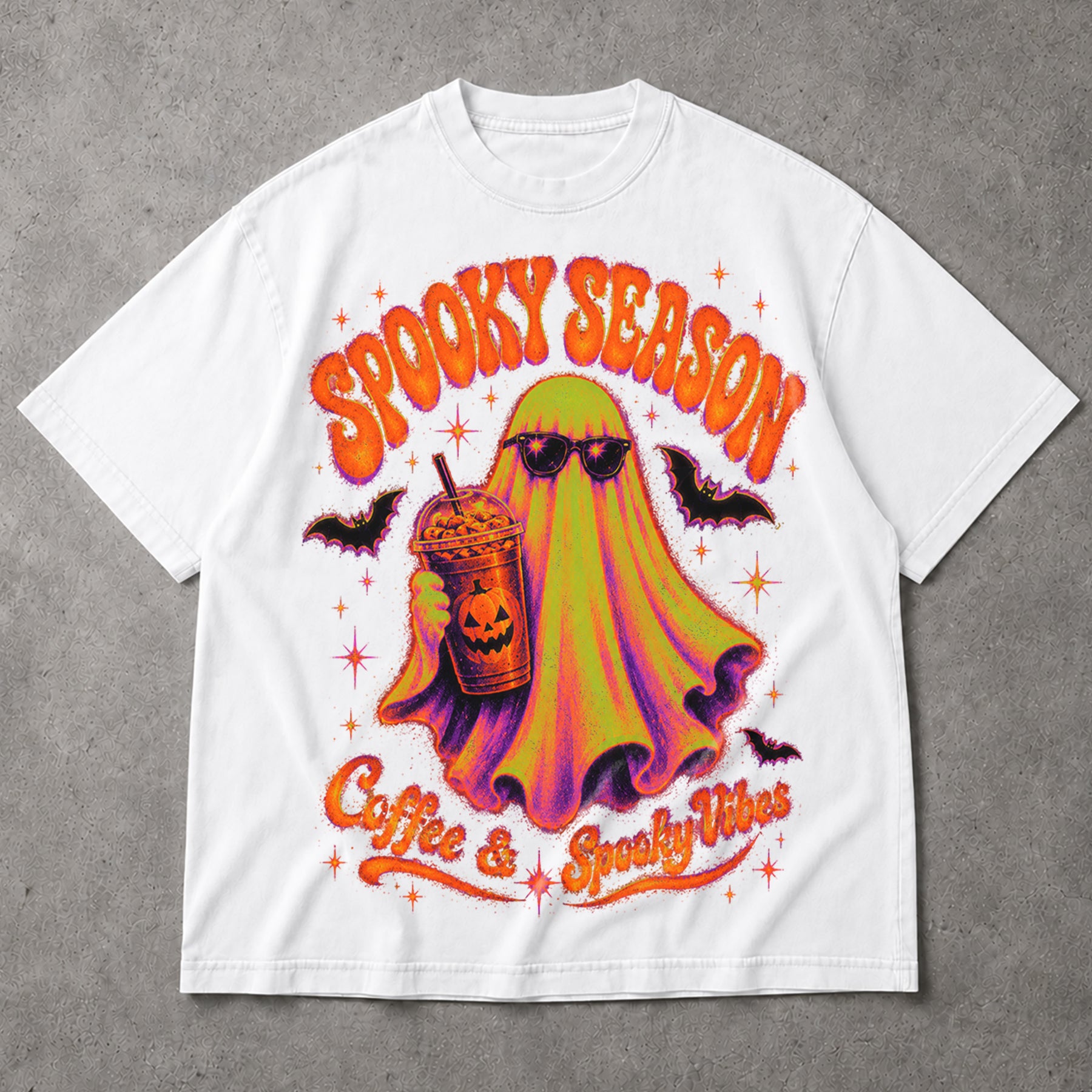 SF_COLOR=white; SF_ITEM=adult-t-shirt; SF_ROLE=main; Spooky Season Coffee And Spooky Vibes T-Shirt Ghost Iced Coffee Halloween Tee - White Adult T-Shirt product image