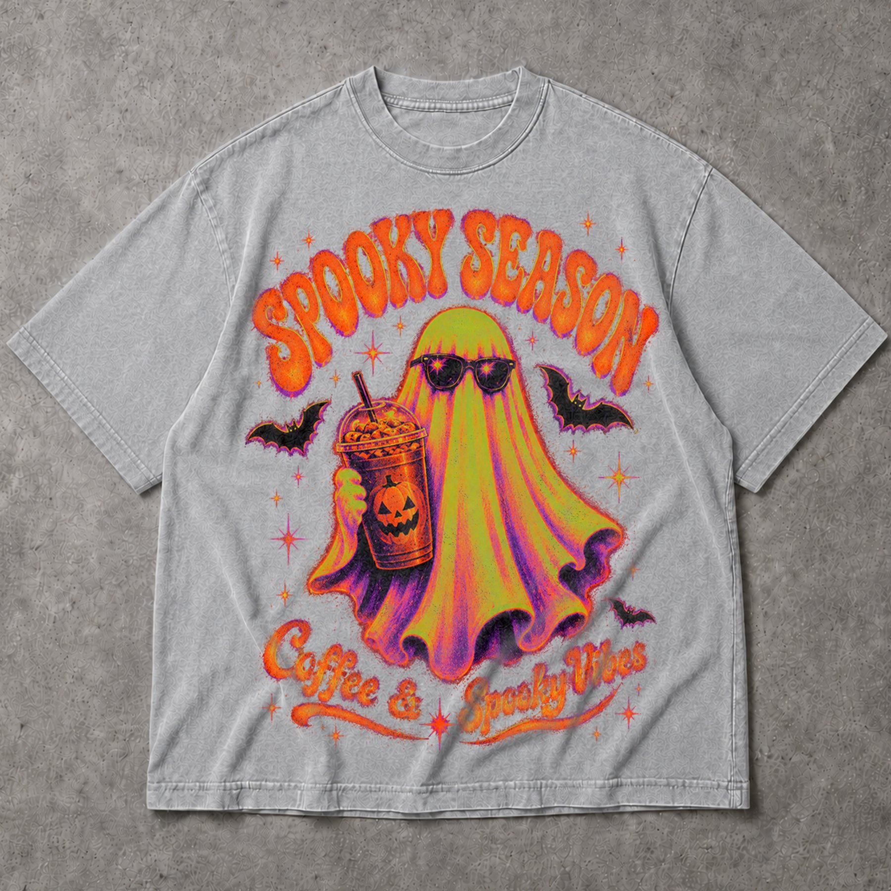 SF_COLOR=sport-grey; SF_ITEM=adult-t-shirt; SF_ROLE=main; Spooky Season Coffee And Spooky Vibes T-Shirt Ghost Iced Coffee Halloween Tee - Sport Grey Adult T-Shirt product image