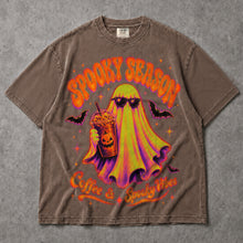 SF_COLOR=sport-grey|espresso; SF_ITEM=adult-t-shirt; SF_ROLE=main; Spooky Season Coffee And Spooky Vibes T-Shirt Ghost Iced Coffee Halloween Tee - Sport Grey, Espresso Adult T-Shirt product image