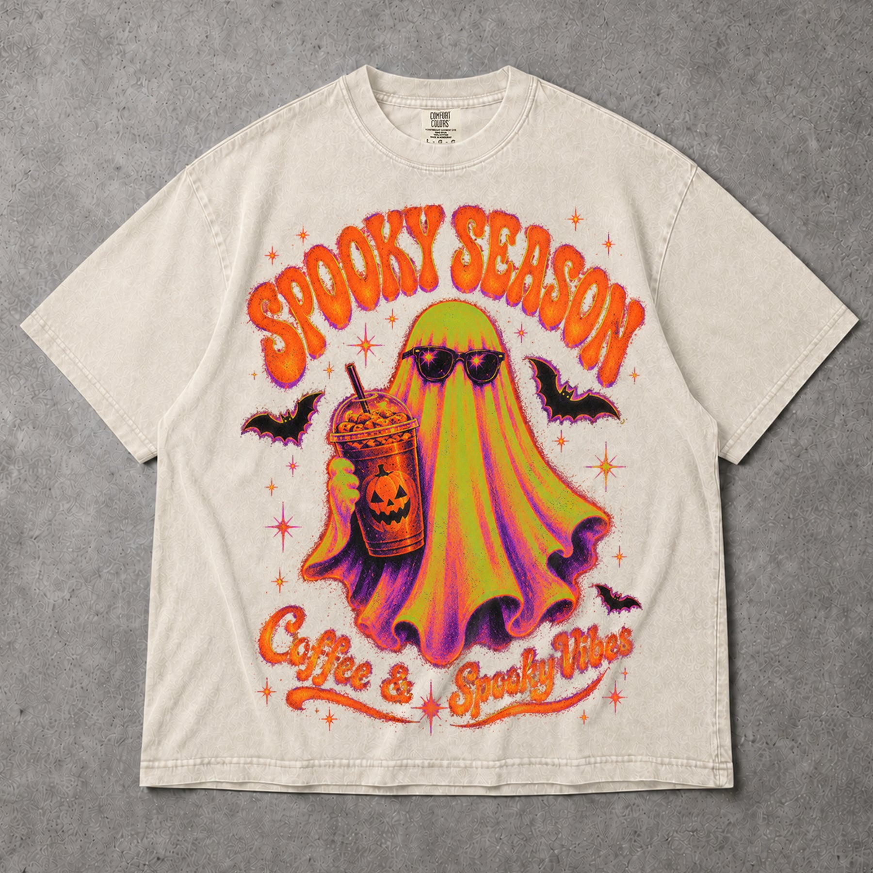 SF_COLOR=ivory; SF_ITEM=adult-t-shirt; SF_ROLE=gallery; Spooky Season Coffee And Spooky Vibes T-Shirt Ghost Iced Coffee Halloween Tee - Ivory Adult T-Shirt product image