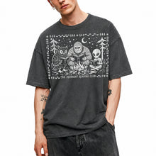 SF_COLOR=dark-heather; SF_ITEM=adult-t-shirt; SF_ROLE=main; Spooky Stories Midnight Reading Club Owl Alien T-Shirt Cryptid Bookworm Tee - Dark Heather Adult T-Shirt product image