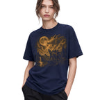 SF_COLOR=navy; SF_ITEM=adult-t-shirt; SF_ROLE=gallery; Stegosaurus Dinosaur Full Moon T-Shirt Vintage Prehistoric Night Sky Forest Tee - Navy Adult T-Shirt product image