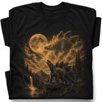 SF_COLOR=black; SF_ITEM=adult-t-shirt; SF_ROLE=gallery; Stegosaurus Dinosaur Full Moon T-Shirt Vintage Prehistoric Night Sky Forest Tee - Black Adult T-Shirt product image