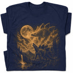 SF_COLOR=navy; SF_ITEM=adult-t-shirt; SF_ROLE=gallery; Stegosaurus Dinosaur Full Moon T-Shirt Vintage Prehistoric Night Sky Forest Tee - Navy Adult T-Shirt product image