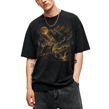 SF_COLOR=black; SF_ITEM=adult-t-shirt; SF_ROLE=main; Stegosaurus Family Night Sky T-Shirt Vintage Full Moon Dinosaur Silhouette Top - Black Adult T-Shirt product image