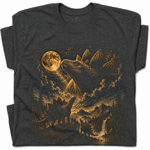 SF_COLOR=dark-heather; SF_ITEM=adult-t-shirt; SF_ROLE=gallery; Stegosaurus Family Night Sky T-Shirt Vintage Full Moon Dinosaur Silhouette Top - Dark Heather Adult T-Shirt product image