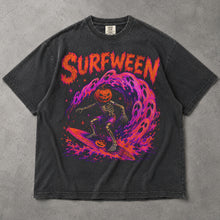 SF_COLOR=graphite; SF_ITEM=adult-t-shirt; SF_ROLE=main; Surfween Halloween Surfing Skeleton T-Shirt Pumpkin Head Spooky Wave Tee - Graphite Adult T-Shirt product image