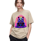 SF_COLOR=sand; SF_ITEM=adult-t-shirt; SF_ROLE=gallery; Synthwave Gamer Panda T-Shirt Cyberpunk Fire Video Game Controller Anime Apparel - Sand Adult T-Shirt product image