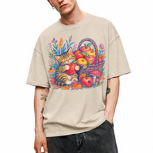 SF_COLOR=sand; SF_ITEM=adult-t-shirt; SF_ROLE=main; Tabby Kitten Apple Basket Flowers T-Shirt Cozy Fall Cat Harvest Tee - Sand Adult T-Shirt product image