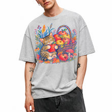 SF_COLOR=sport-grey; SF_ITEM=adult-t-shirt; SF_ROLE=main; Tabby Kitten Apple Basket Flowers T-Shirt Cozy Fall Cat Harvest Tee - Sport Grey Adult T-Shirt product image