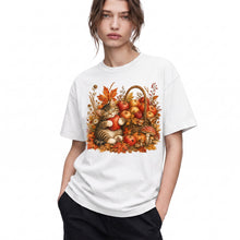 SF_COLOR=white; SF_ITEM=adult-t-shirt; SF_ROLE=gallery; Tabby Kitten Hugging Red Apple Basket T-Shirt Cozy Autumn Cat Harvest Tee - White Adult T-Shirt product image