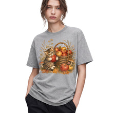 SF_COLOR=sport-grey; SF_ITEM=adult-t-shirt; SF_ROLE=gallery; Tabby Kitten Holding Apple Autumn Basket T-Shirt Cute Fall Cat Harvest Tee - Sport Grey Adult T-Shirt product image
