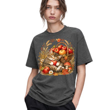 SF_COLOR=dark-heather; SF_ITEM=adult-t-shirt; SF_ROLE=gallery; Tabby Kitten Holding Apple Basket T-Shirt Sweet Fall Harvest Cat Tee - Dark Heather Adult T-Shirt product image