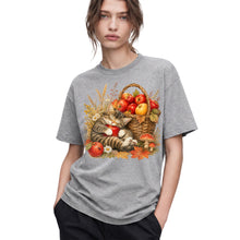 SF_COLOR=sport-grey; SF_ITEM=adult-t-shirt; SF_ROLE=gallery; Tabby Kitten Sleeping Apple Basket T-Shirt Peaceful Autumn Cat Tee - Sport Grey Adult T-Shirt product image
