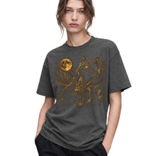 SF_COLOR=dark-heather; SF_ITEM=adult-t-shirt; SF_ROLE=gallery; Three Cats Howling At Full Moon T-Shirt Vintage Etching Nature Night Sky Apparel - Dark Heather Adult T-Shirt product image