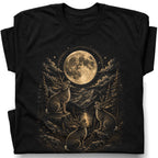 SF_COLOR=black; SF_ITEM=adult-t-shirt; SF_ROLE=gallery; Three Jackalopes Full Moon T-Shirt Vintage Mythical Animal Forest Night Apparel - Black Adult T-Shirt product image
