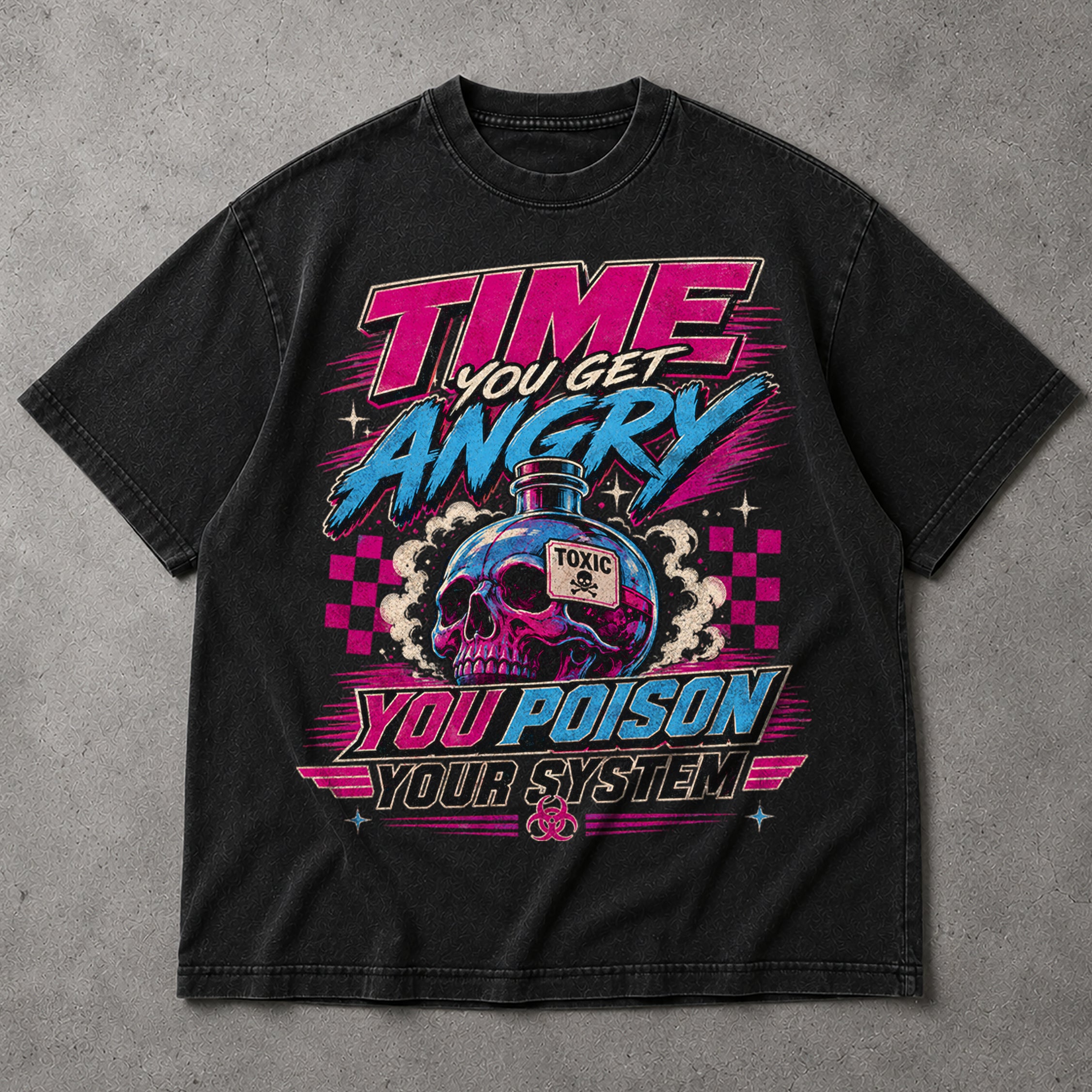 SF_COLOR=black; SF_ITEM=adult-t-shirt; SF_ROLE=main; Time You Get Angry You Poison Your System T-Shirt Skull Toxic Poison Tee - Black Adult T-Shirt product image