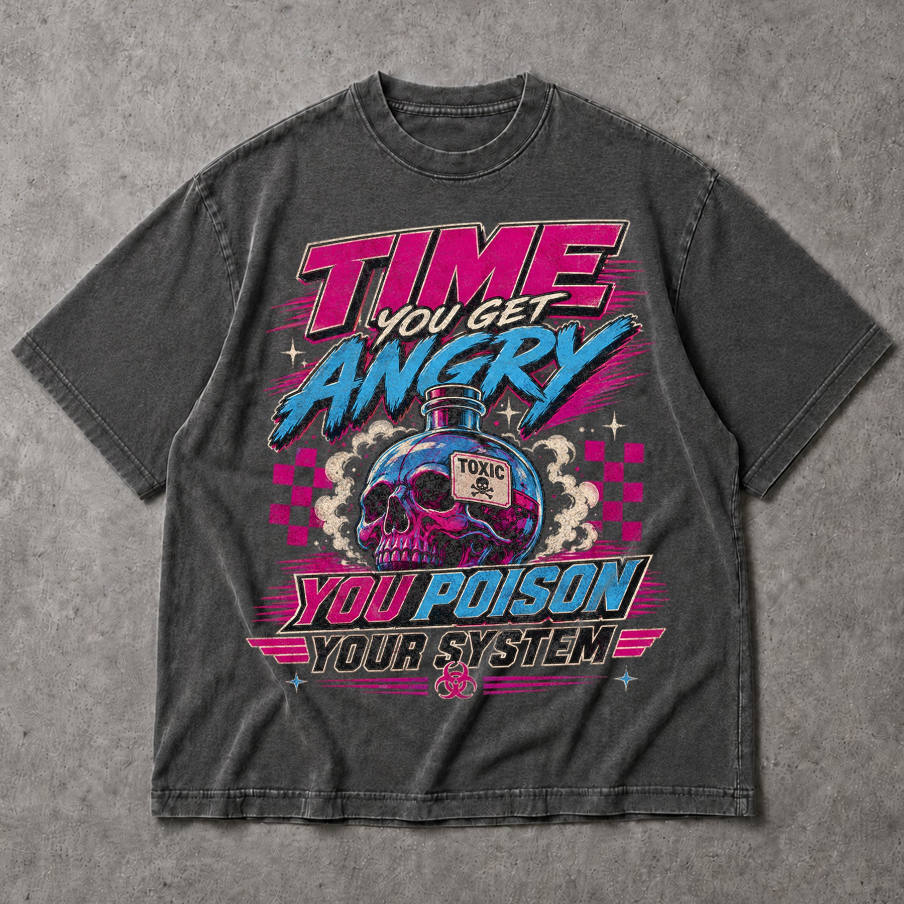 SF_COLOR=dark-heather; SF_ITEM=adult-t-shirt; SF_ROLE=main; Time You Get Angry You Poison Your System T-Shirt Skull Toxic Poison Tee - Dark Heather Adult T-Shirt product image