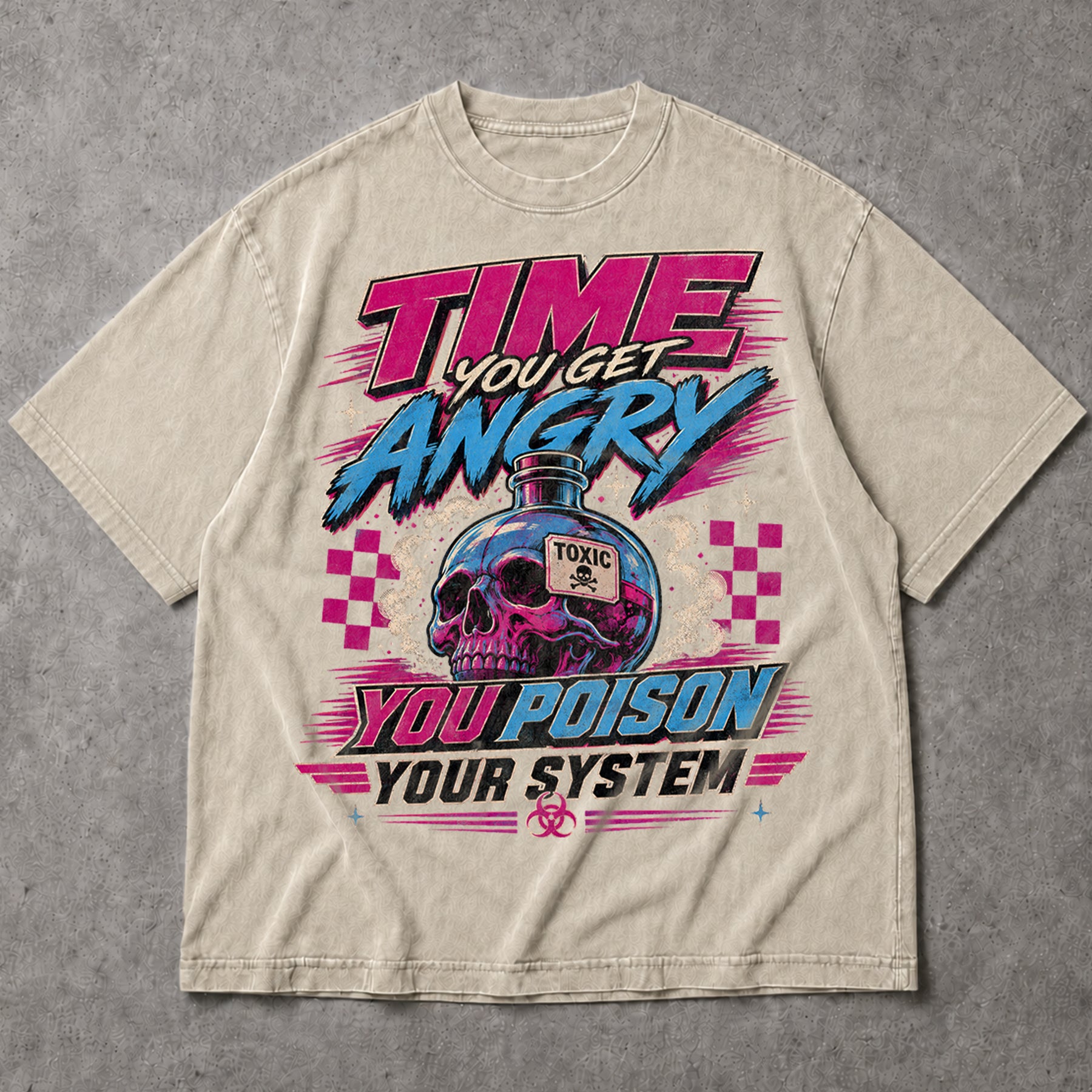 SF_COLOR=sand; SF_ITEM=adult-t-shirt; SF_ROLE=main; Time You Get Angry You Poison Your System T-Shirt Skull Toxic Poison Tee - Sand Adult T-Shirt product image