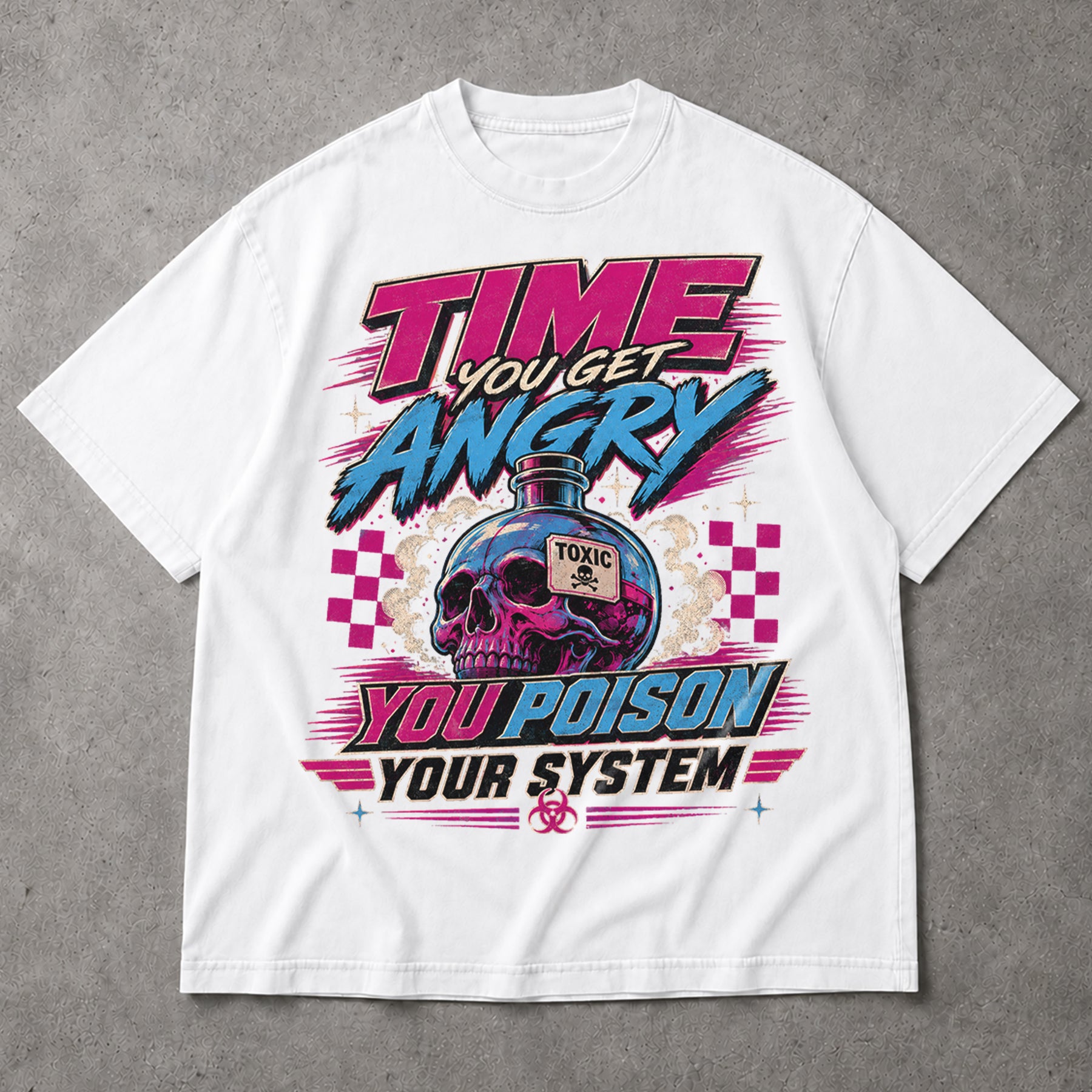 SF_COLOR=white; SF_ITEM=adult-t-shirt; SF_ROLE=main; Time You Get Angry You Poison Your System T-Shirt Skull Toxic Poison Tee - White Adult T-Shirt product image