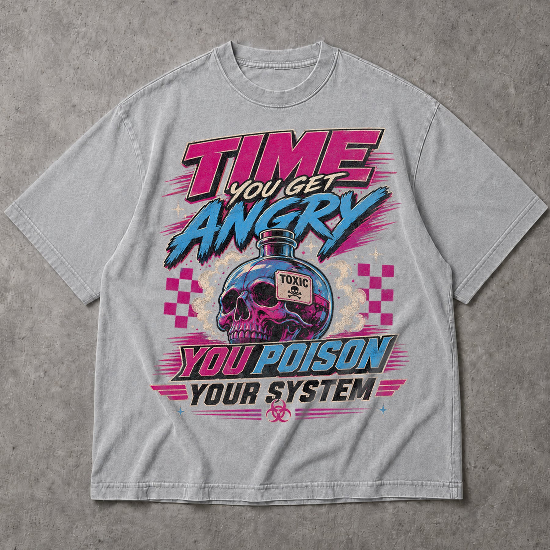 SF_COLOR=sport-grey; SF_ITEM=adult-t-shirt; SF_ROLE=main; Time You Get Angry You Poison Your System T-Shirt Skull Toxic Poison Tee - Sport Grey Adult T-Shirt product image