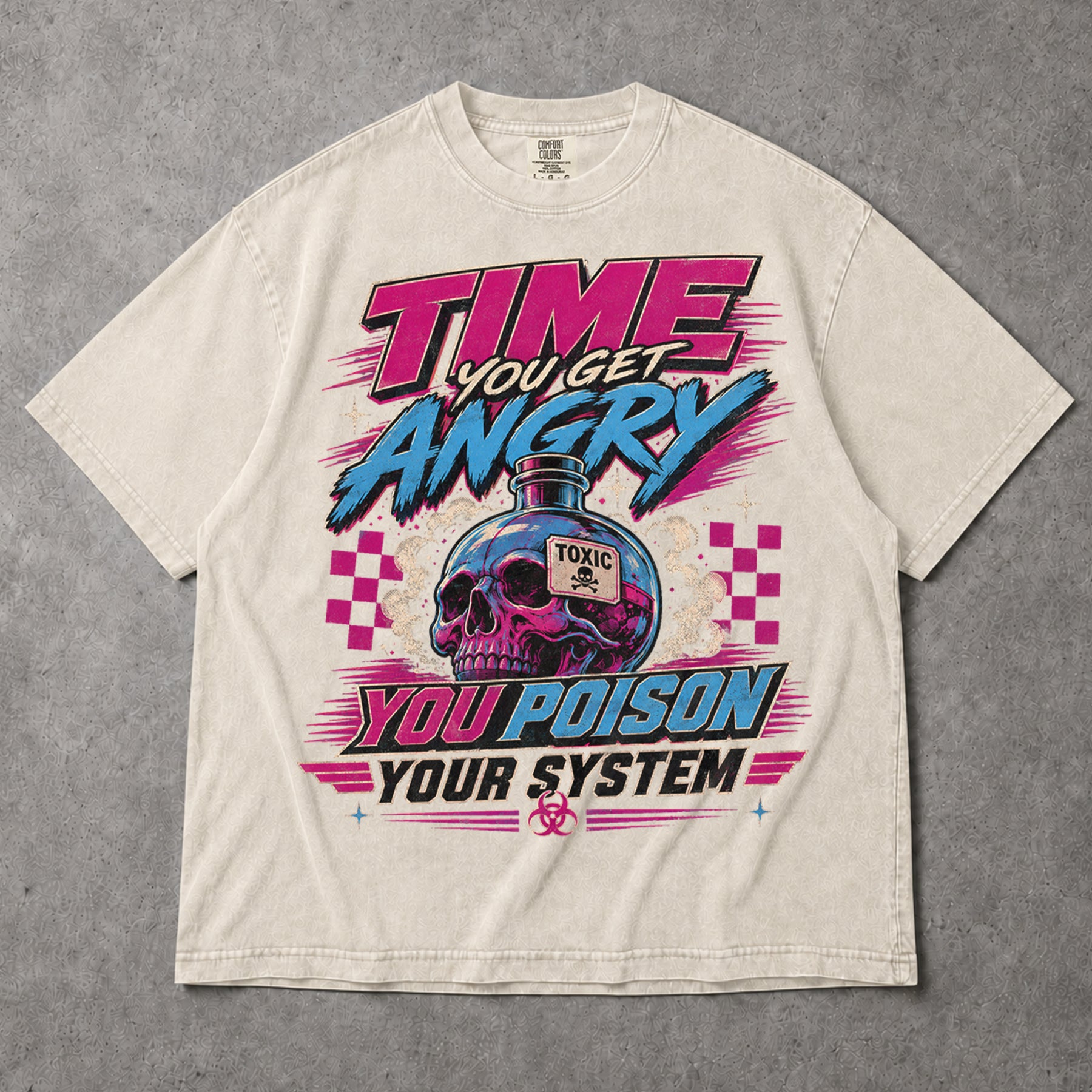 SF_COLOR=ivory; SF_ITEM=adult-t-shirt; SF_ROLE=gallery; Time You Get Angry You Poison Your System T-Shirt Skull Toxic Poison Tee - Ivory Adult T-Shirt product image