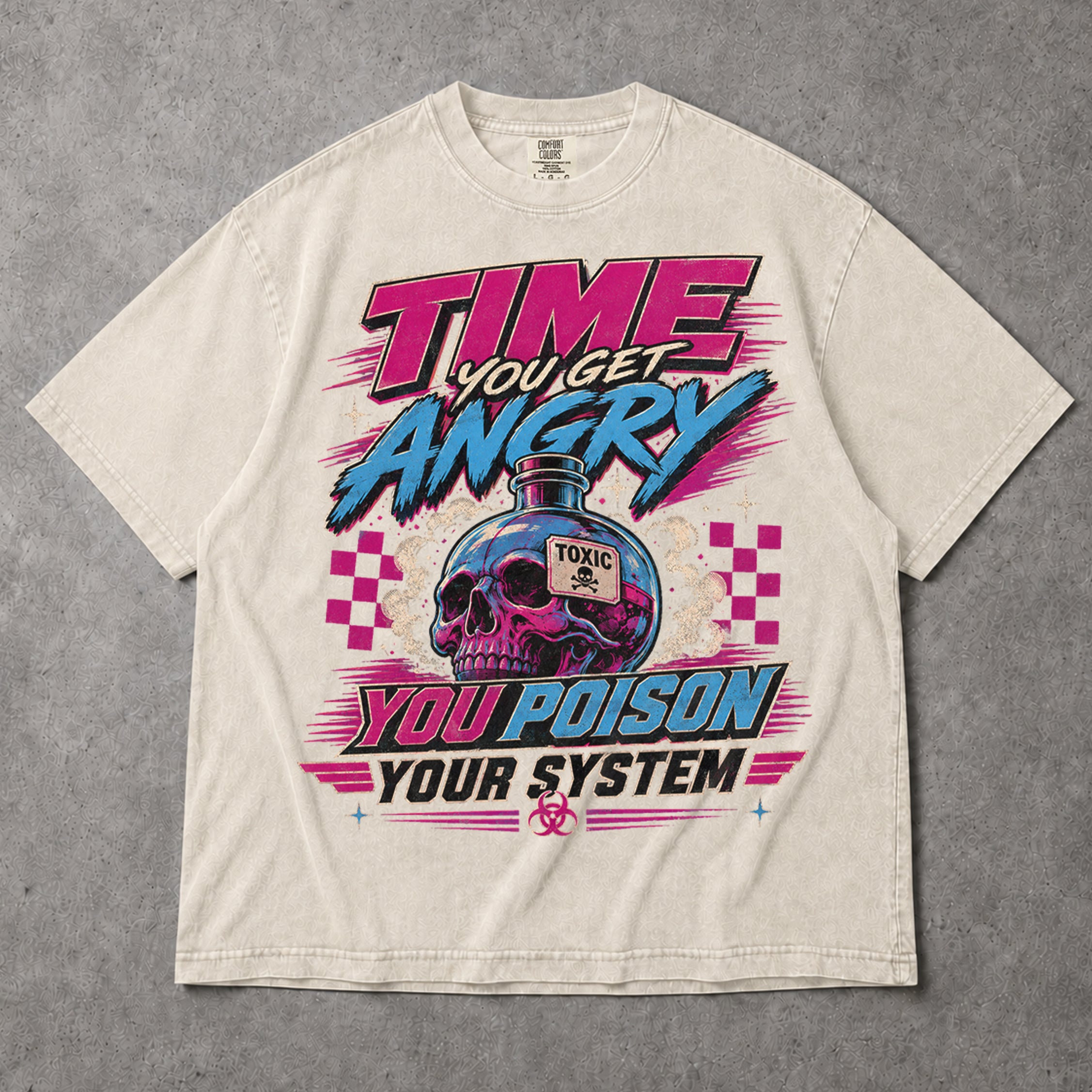 SF_COLOR=ivory; SF_ITEM=adult-t-shirt; SF_ROLE=gallery; Time You Get Angry You Poison Your System T-Shirt Skull Toxic Poison Tee - Ivory Adult T-Shirt product image