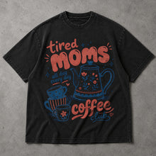 SF_COLOR=black; SF_ITEM=adult-t-shirt; SF_ROLE=main; Tired Moms Coffee Club T-Shirt All Day Every Day Funny Mother Apparel - Black Adult T-Shirt product image