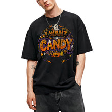 SF_COLOR=black; SF_ITEM=adult-t-shirt; SF_ROLE=main; Trick Or Treat Halloween T-Shirt I Want Candy Ghost Spooky Fall Holiday Graphic - Black Adult T-Shirt product image