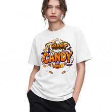 SF_COLOR=white; SF_ITEM=adult-t-shirt; SF_ROLE=gallery; Trick Or Treat Halloween T-Shirt I Want Candy Ghost Spooky Fall Holiday Graphic - White Adult T-Shirt product image