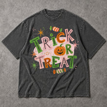SF_COLOR=dark-heather; SF_ITEM=adult-t-shirt; SF_ROLE=main; Trick Or Treat Candy Pumpkin T-Shirt Cute Pastel Retro Halloween Tee - Dark Heather Adult T-Shirt product image